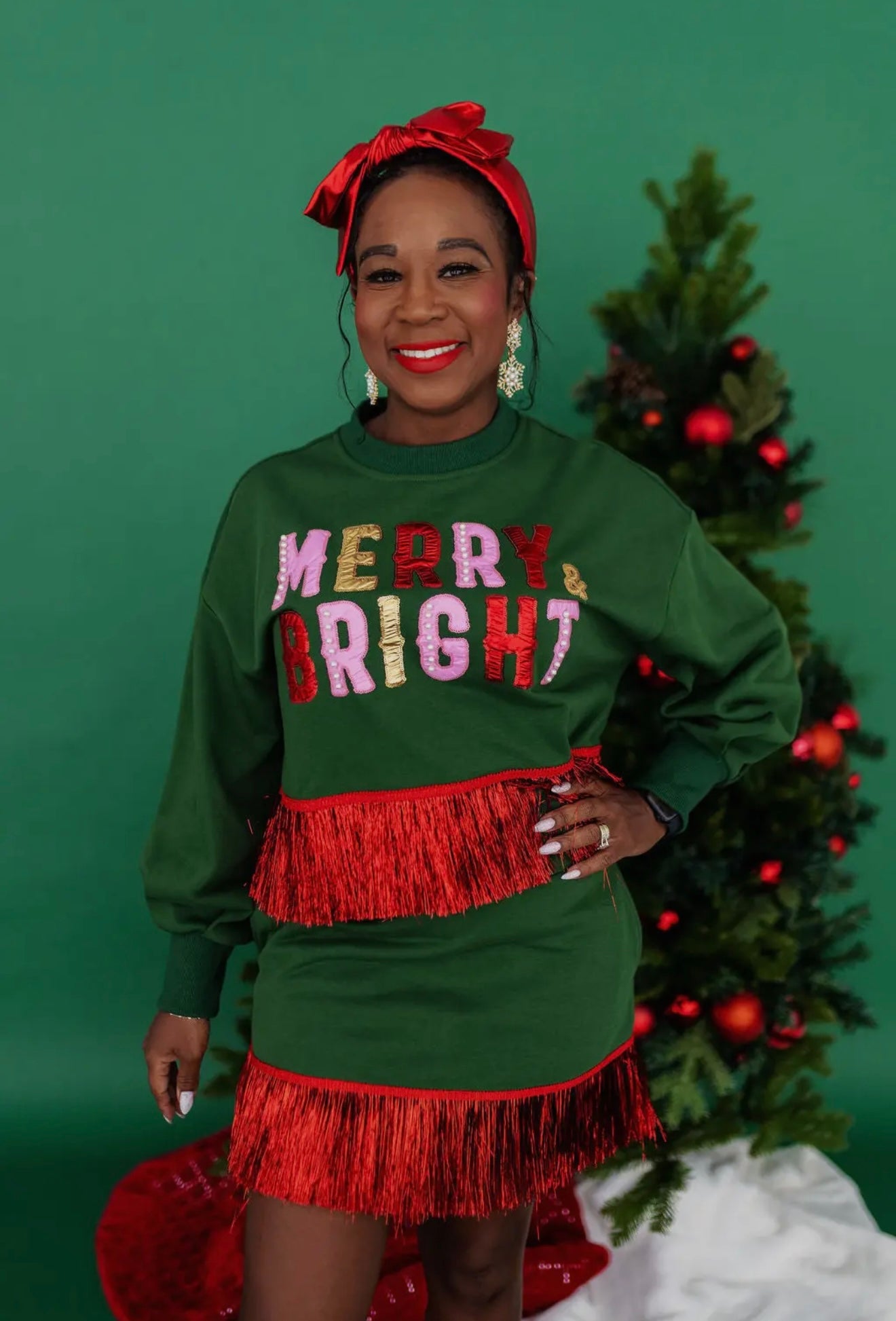 Merry & Bright Tinsel Fringe Sweatshirt