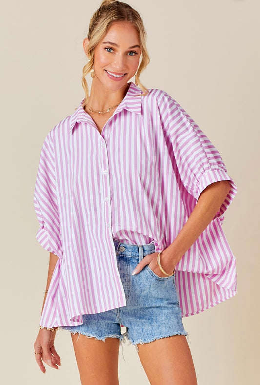 Pink/White Candy Striped Top