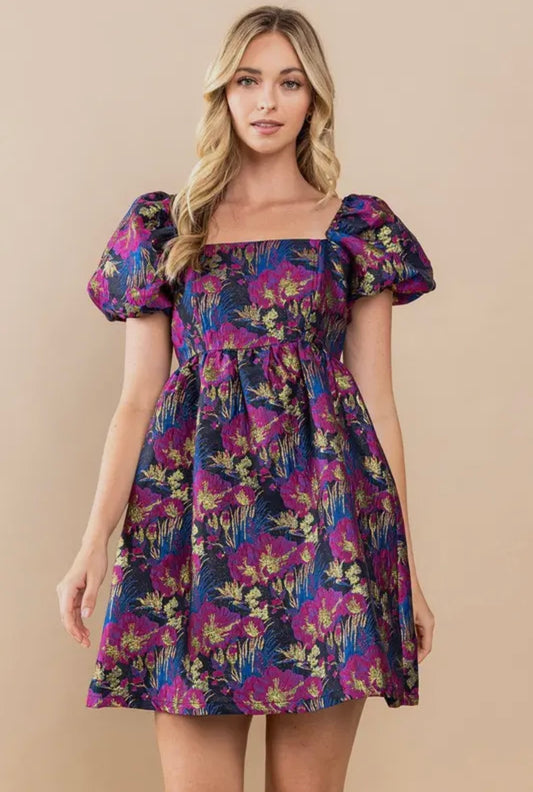 Floral Jacquard Midnight Dressd