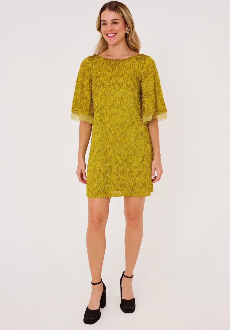 Blythe Dress Golden Olive
Fringe Chiffon