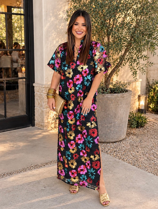 WINNIE SEQUIN MAXI CAFTAN
DRESS - BLOOM