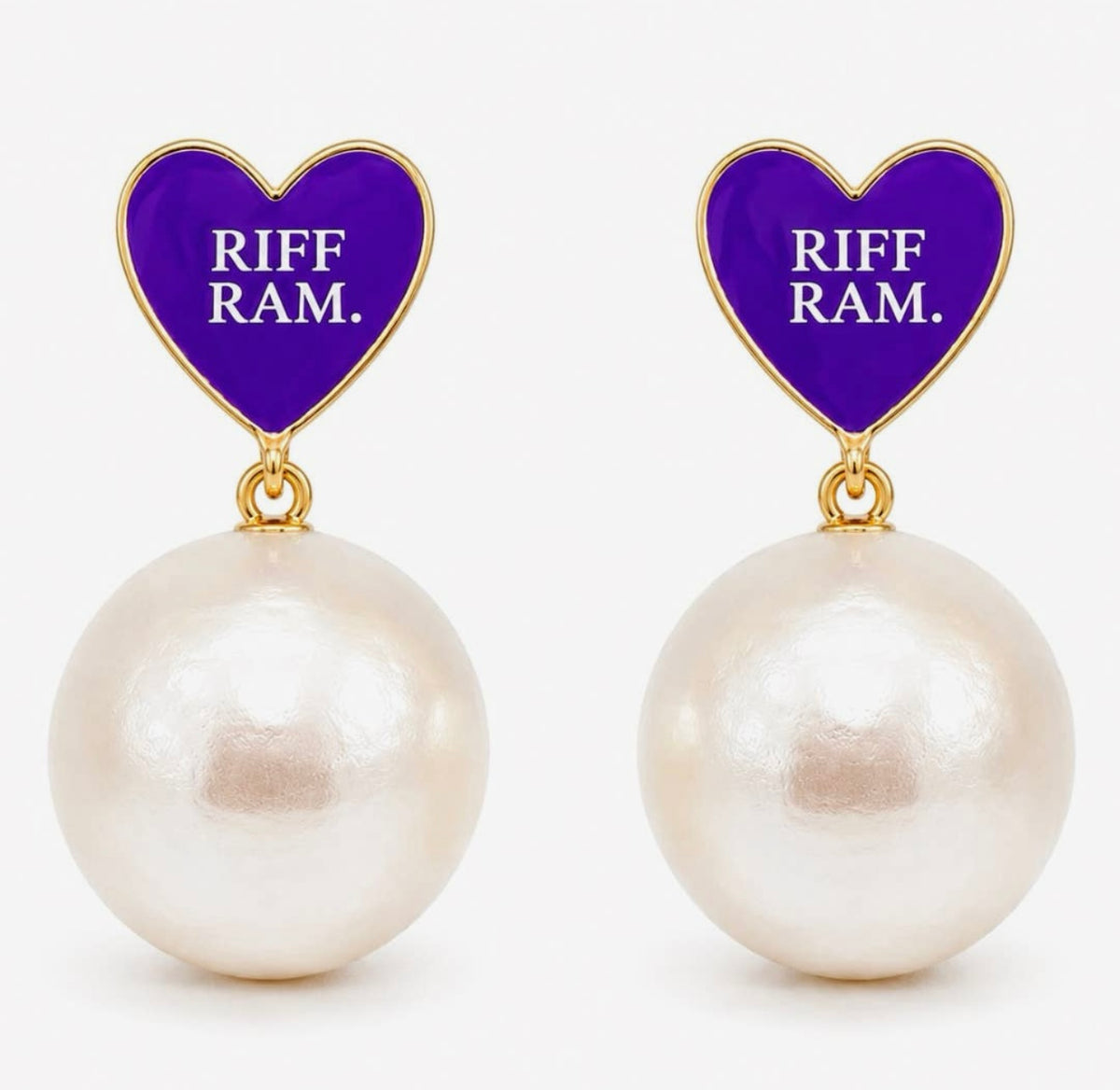Tcu Heart Pearl Drop Earrings