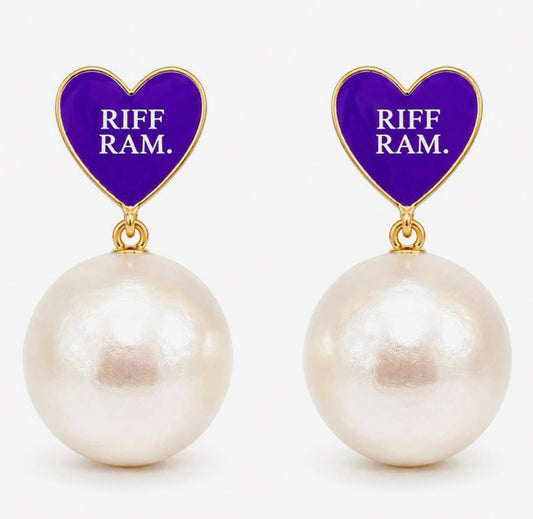 Tcu Heart Pearl Drop Earrings