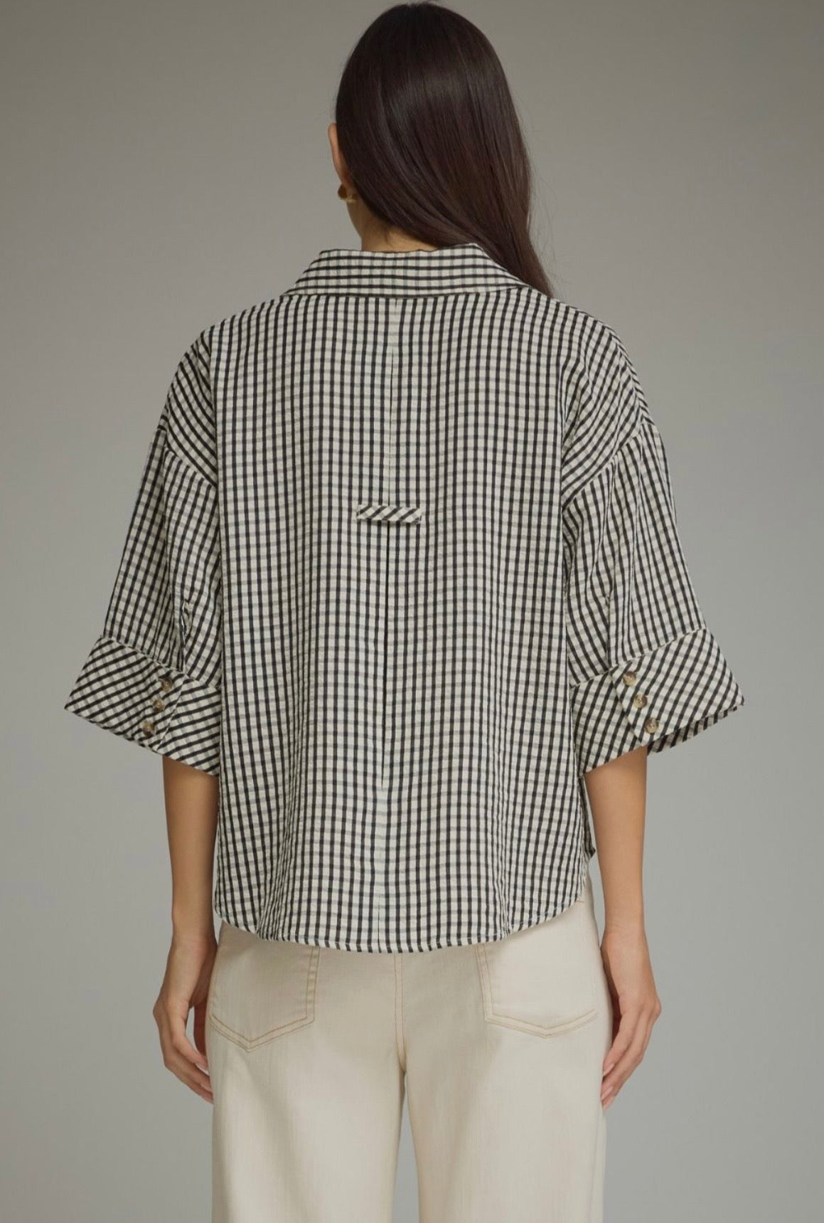 Cassandra Gingham Top- Black