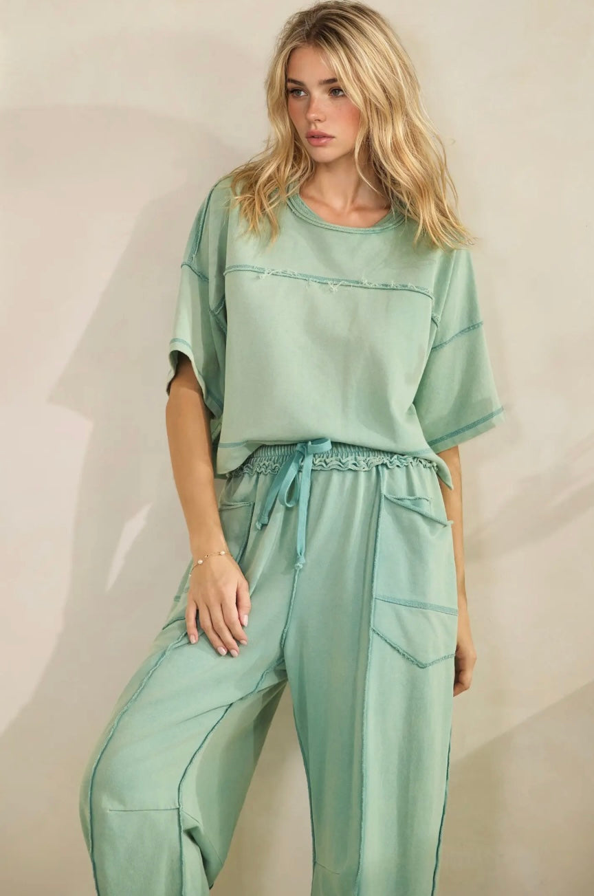 Cropped Easy Set- Sage