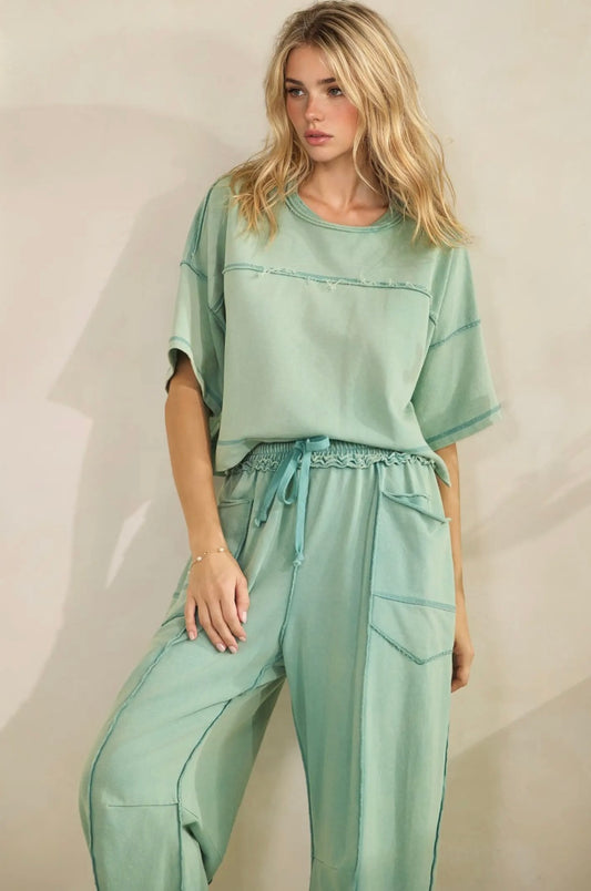 Cropped Easy Set- Sage