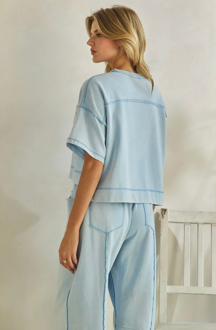 Cropped Easy Set- Light Blue