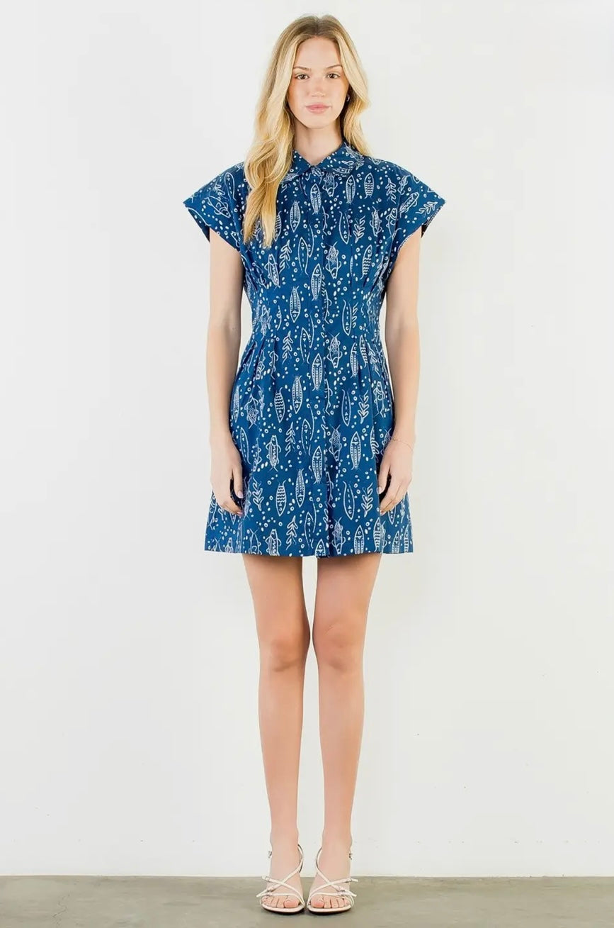 Coastal Sketch Shirt Dress