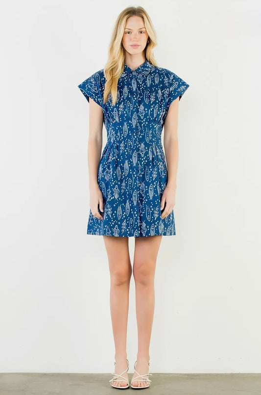 Coastal Sketch Shirt Dress