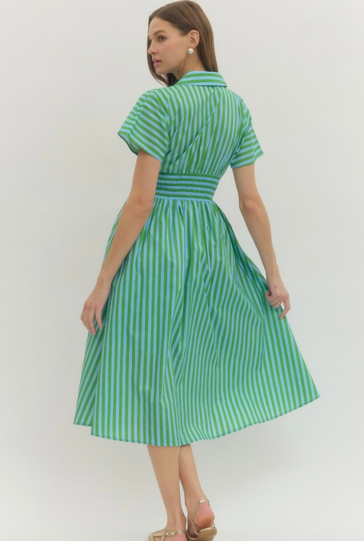 Kate Striped Dress- Blue/Green