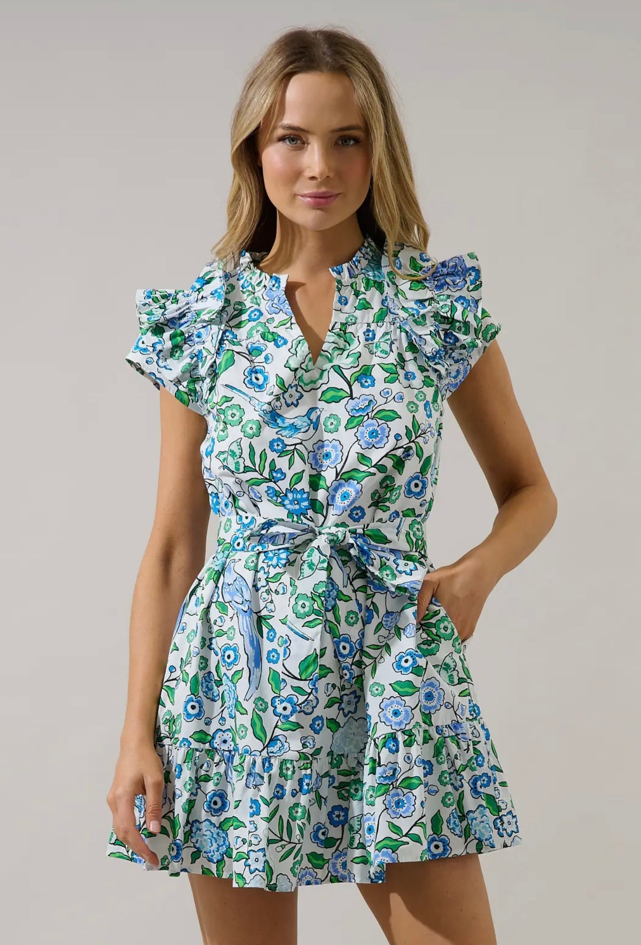 Ivona Ruffle Mini Dress Gianne Floral
