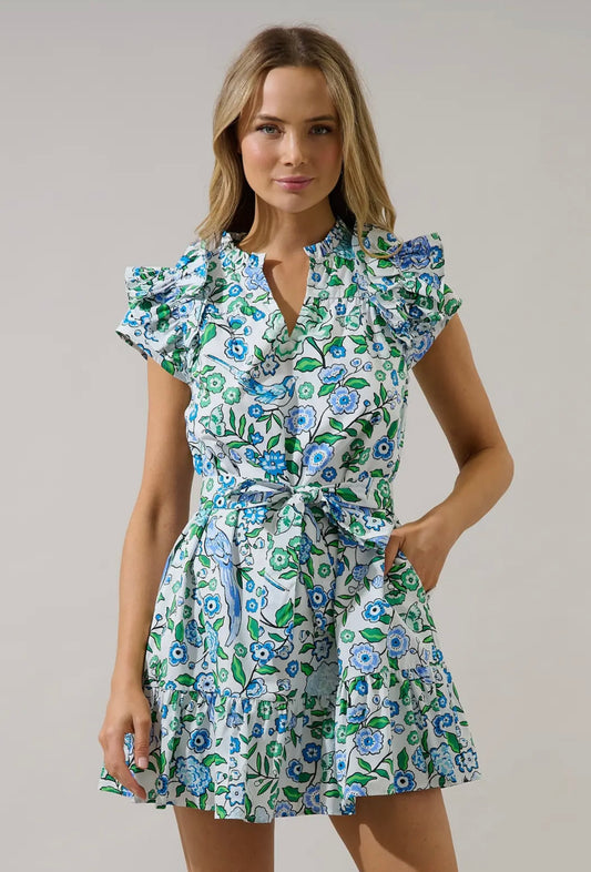 Ivona Ruffle Mini Dress Gianne Floral