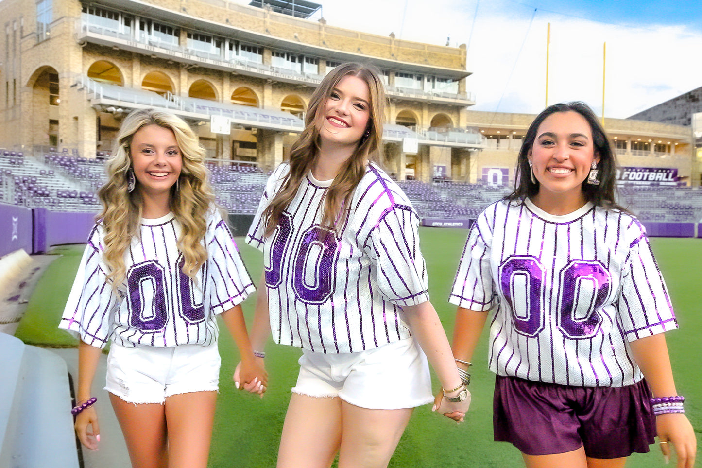 Purple/White Striped Sequin Top