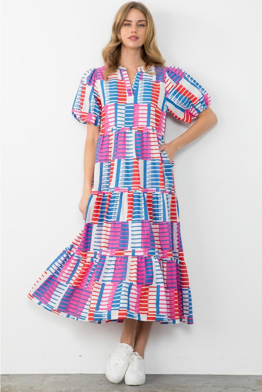 Block Color Stripes Maxi Dress