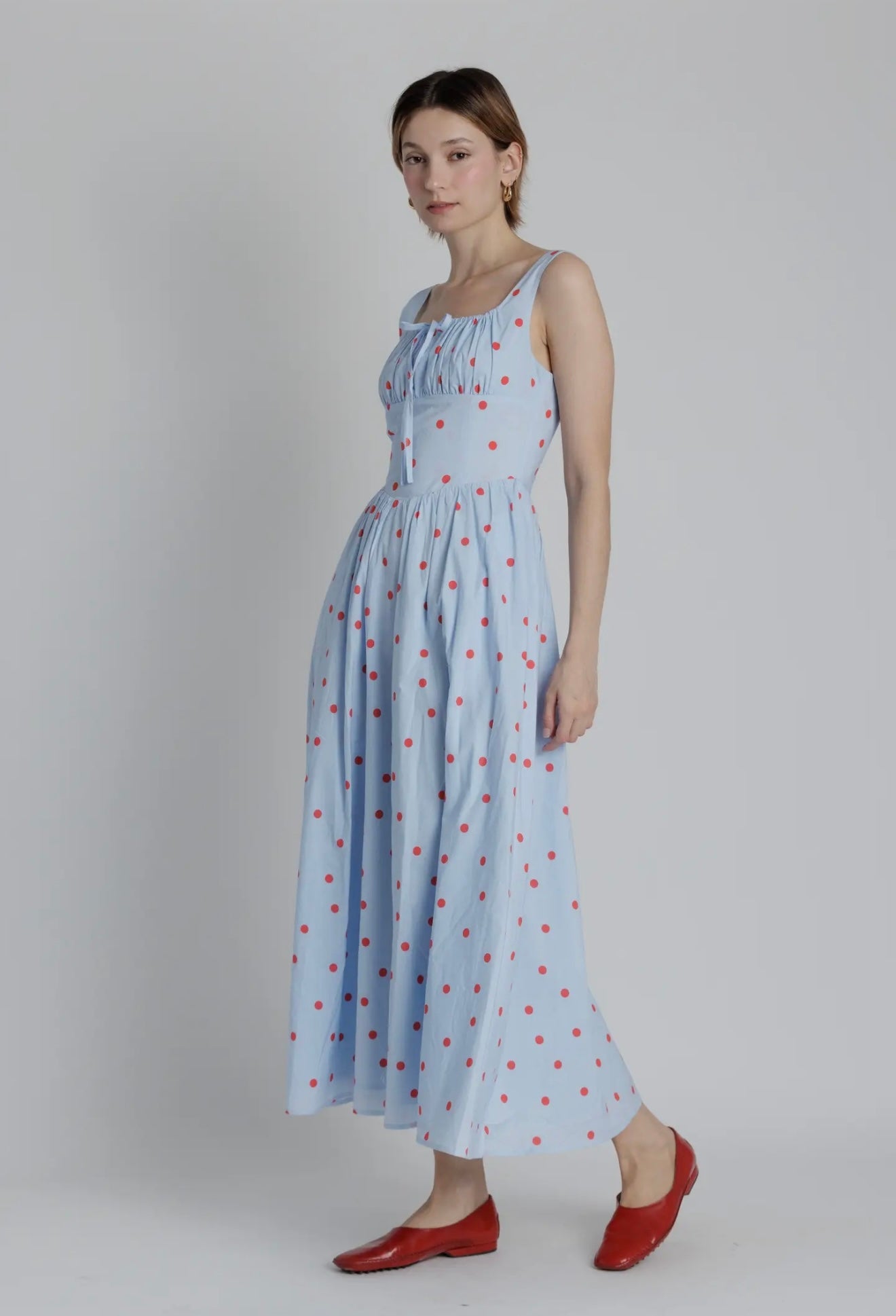 Polka Dot Corset Midi Dress