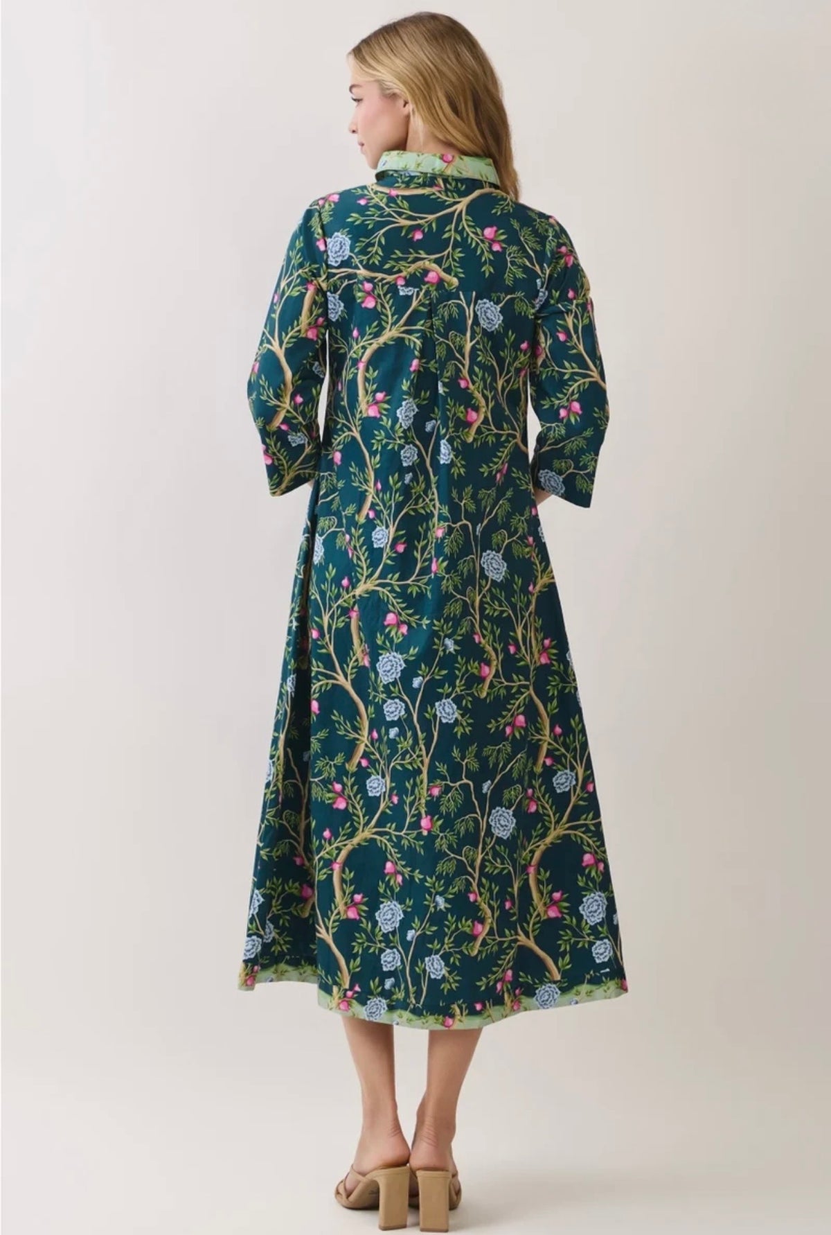 Winter Green Botanic Midi Dress