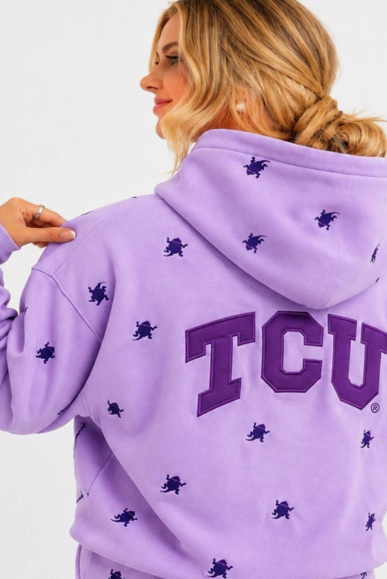 Tcu Embroidered Fleece Hoodie