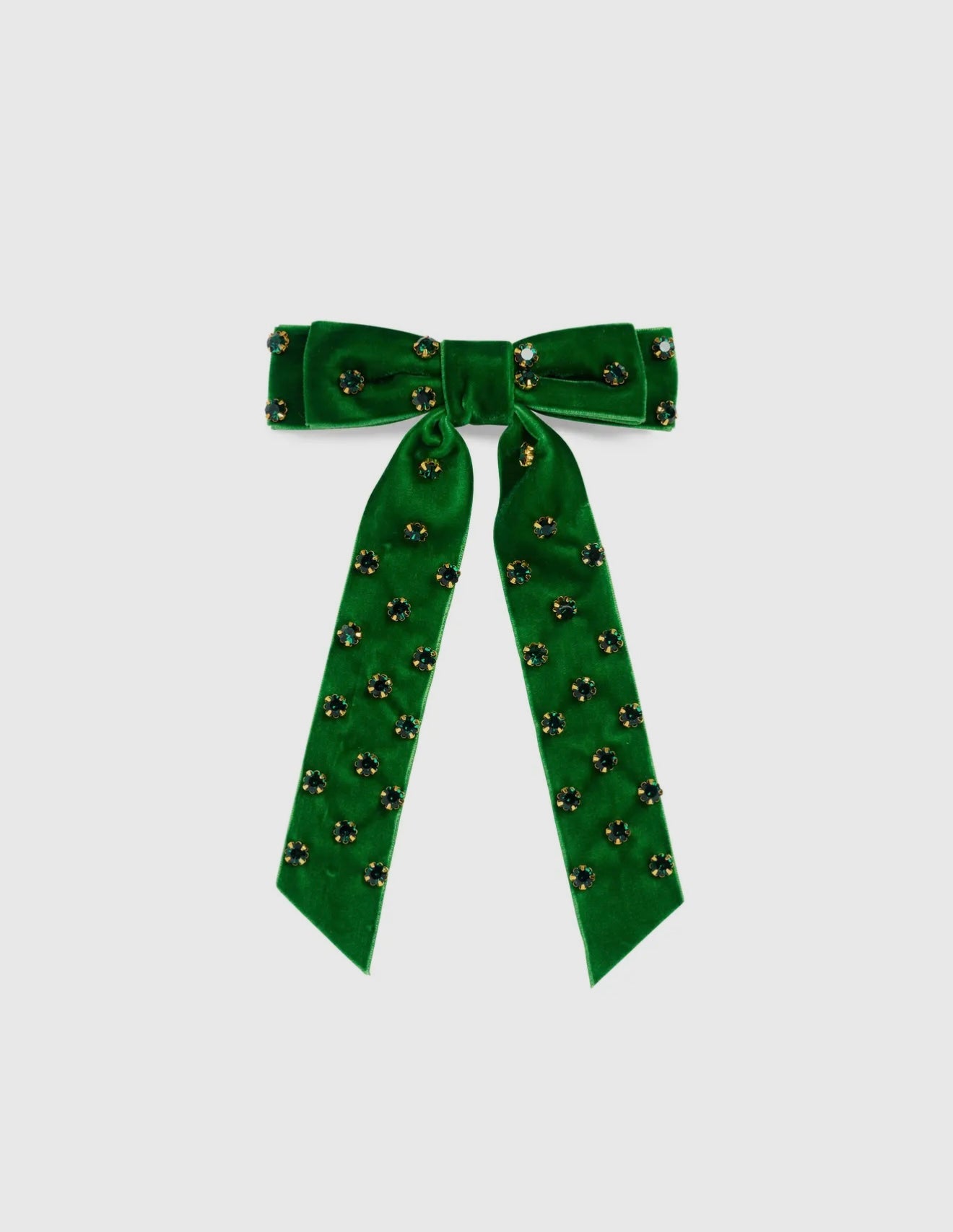 Velvet and Rhinestones Bow Clip