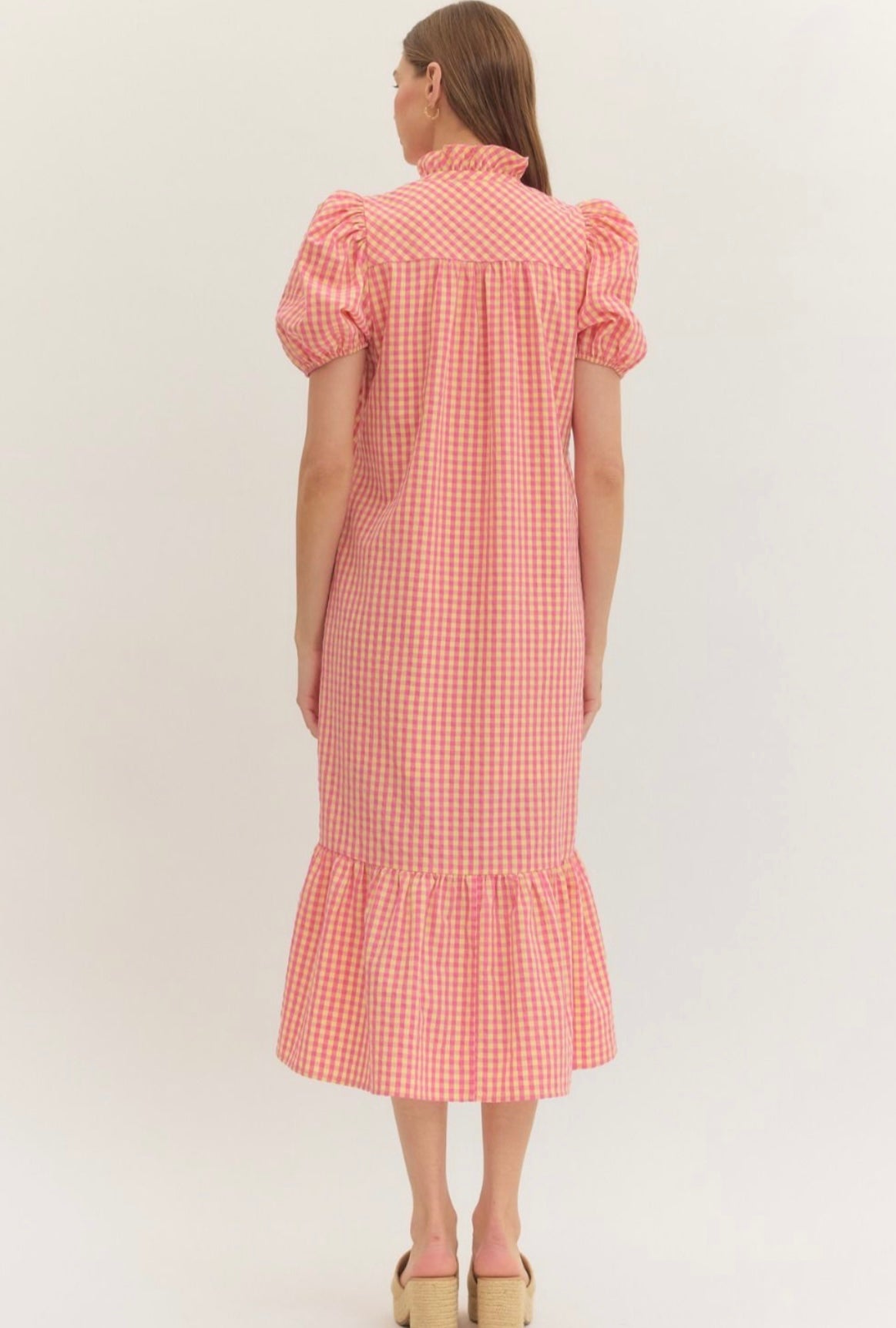 Pink Lemonade Gingham Midi Dress