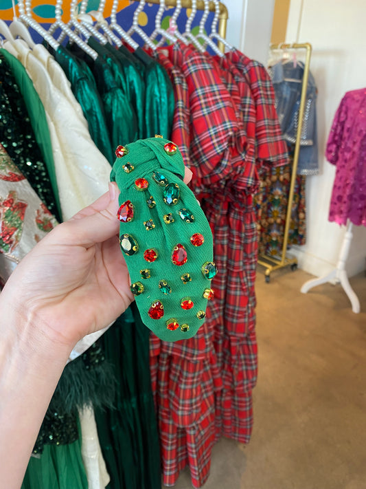 Green and Red Jeweled Headband