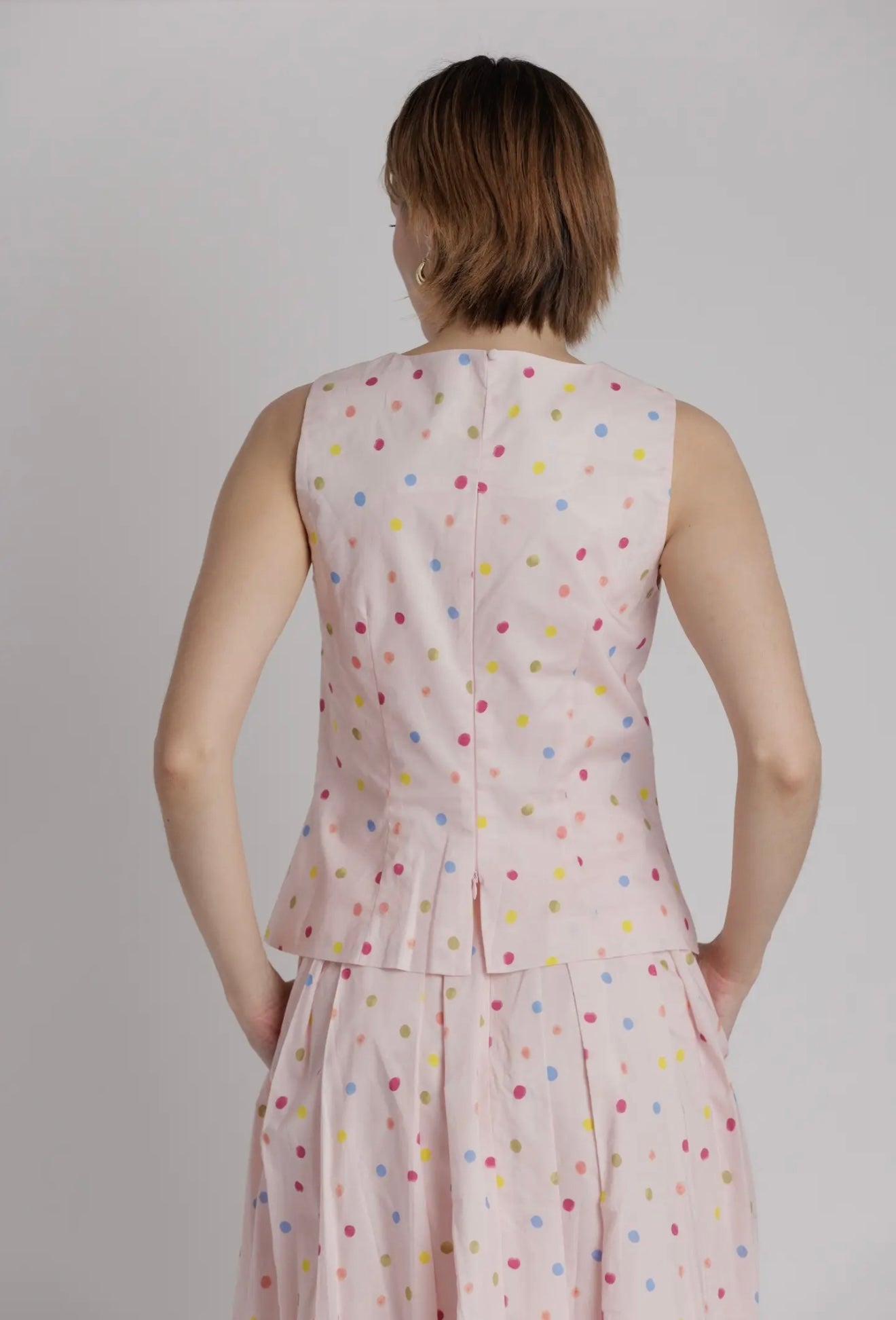 Pink Polkadot Skirt Set