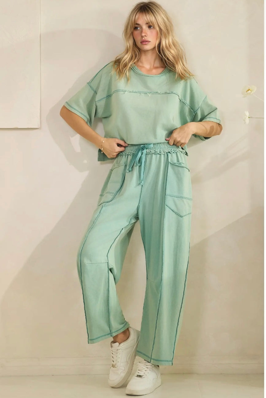 Cropped Easy Set- Sage