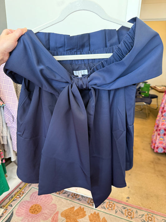 Audrey Bow Top- Navy