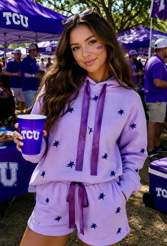 Tcu Embroidered Fleece Shorts