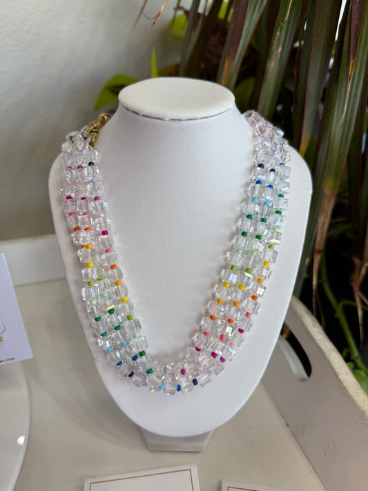 Clear Beaded Multi Necklace