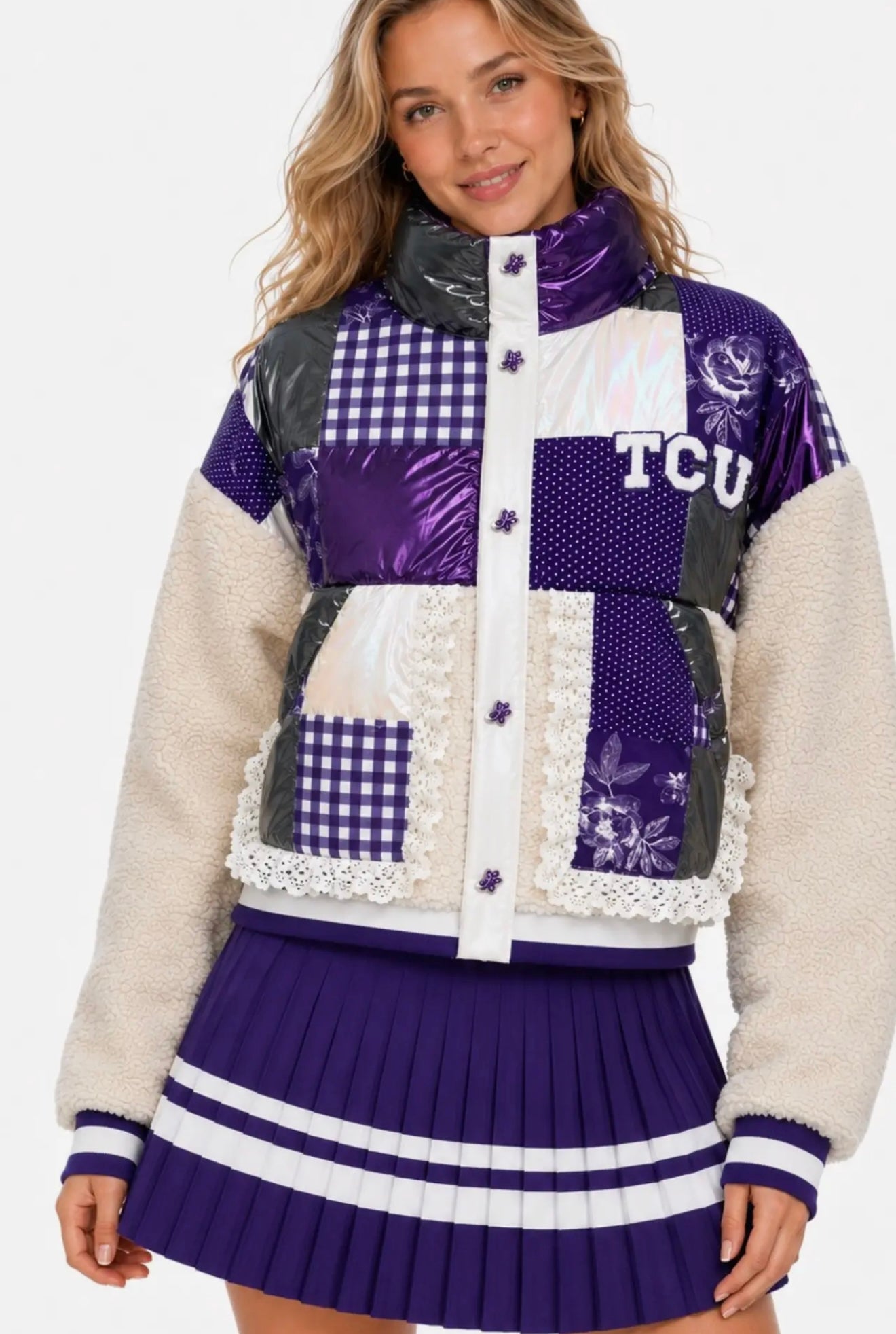 Tcu Patchwork Sherpa Jacket
