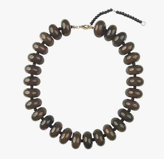 Bailey Chunky Beaded Necklace- Brown