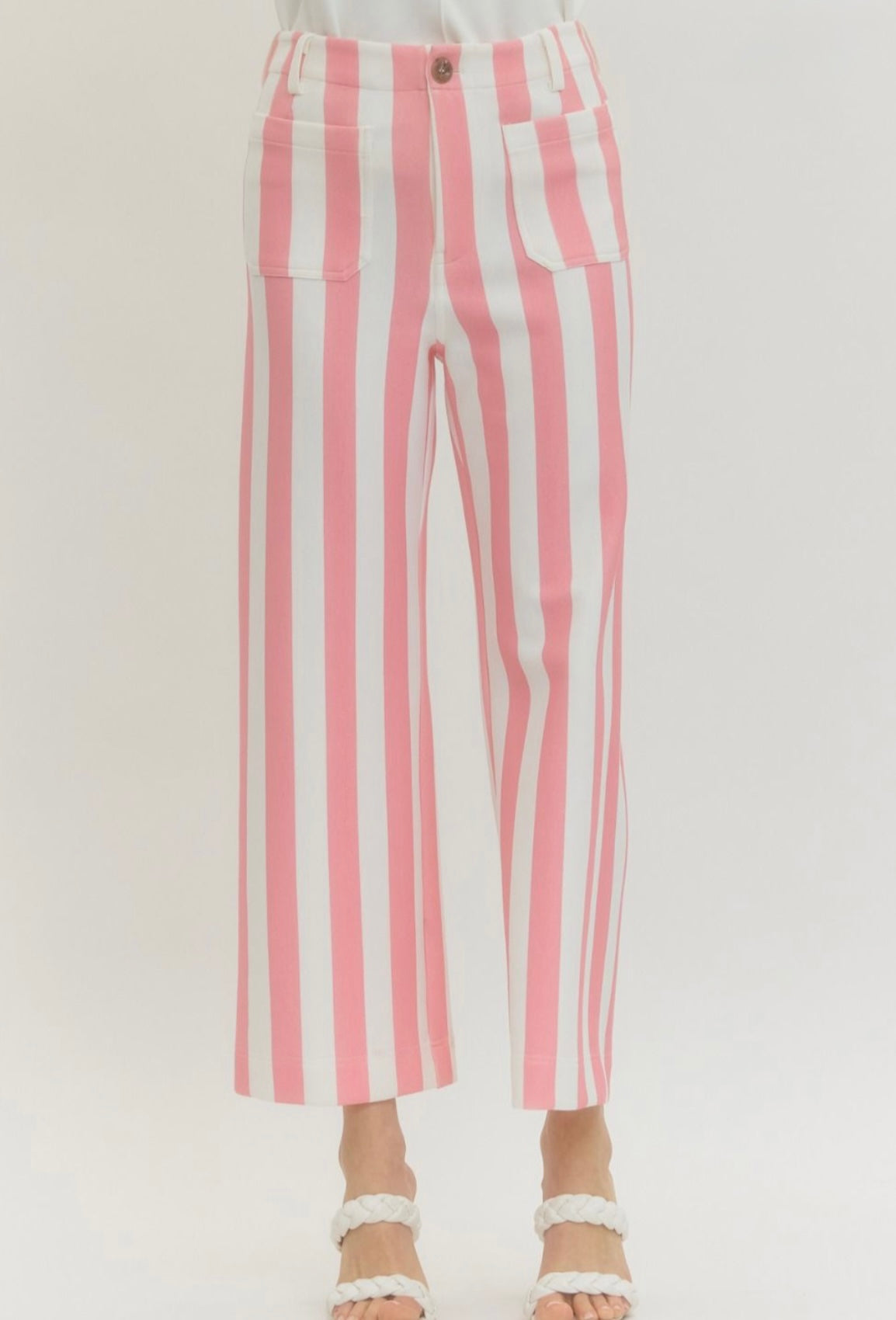 Pink and White Striped Pants