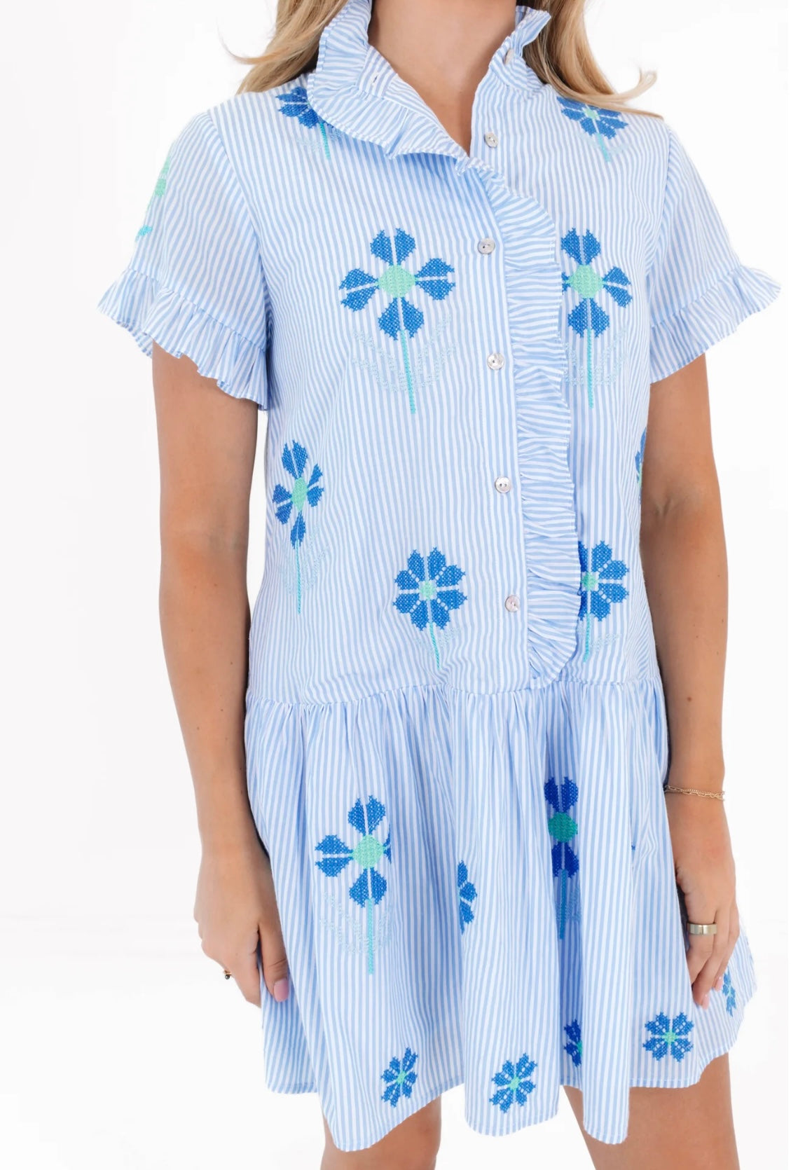 The Tori Ruffle Button Up Dress