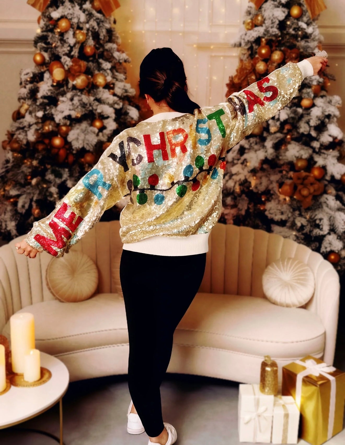 Rainbow Bright Merry Christmas Sweater