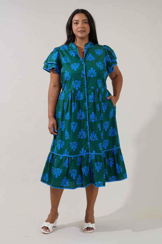 Davie Button Down Midi Dress
Geo Curve