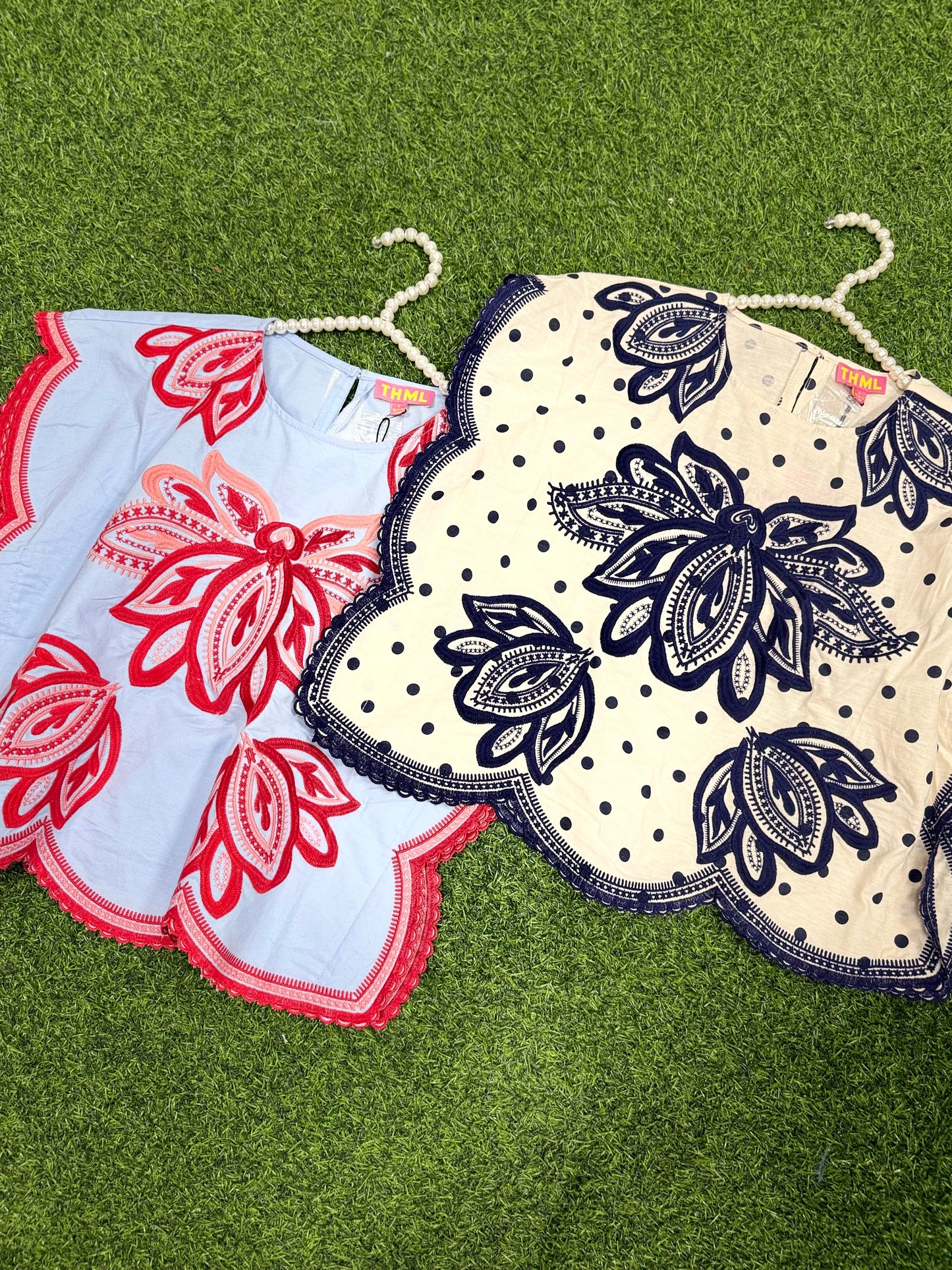 THML Embroidered Top- Polka Dot