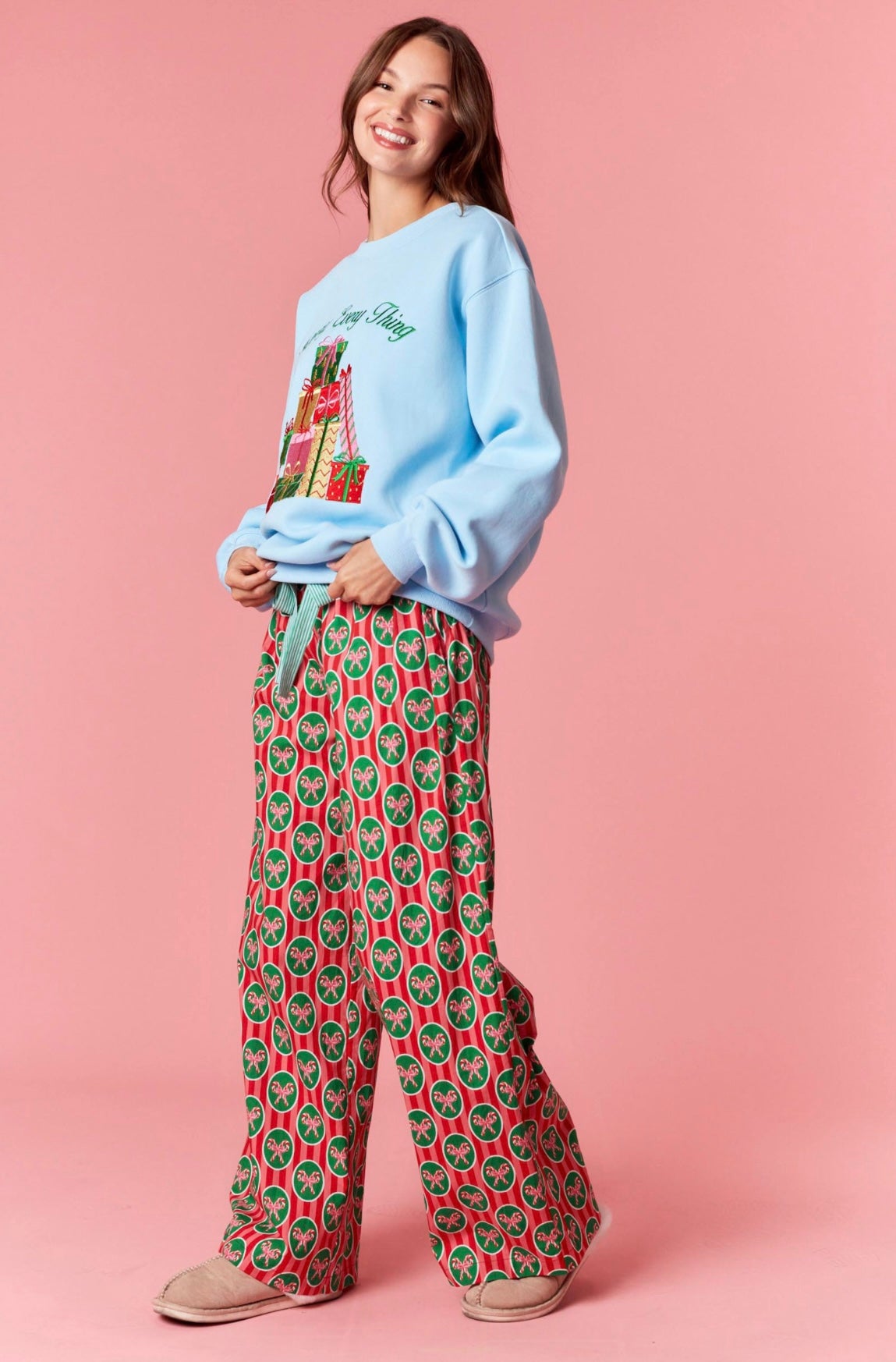 Festive Poplin Tie Pants