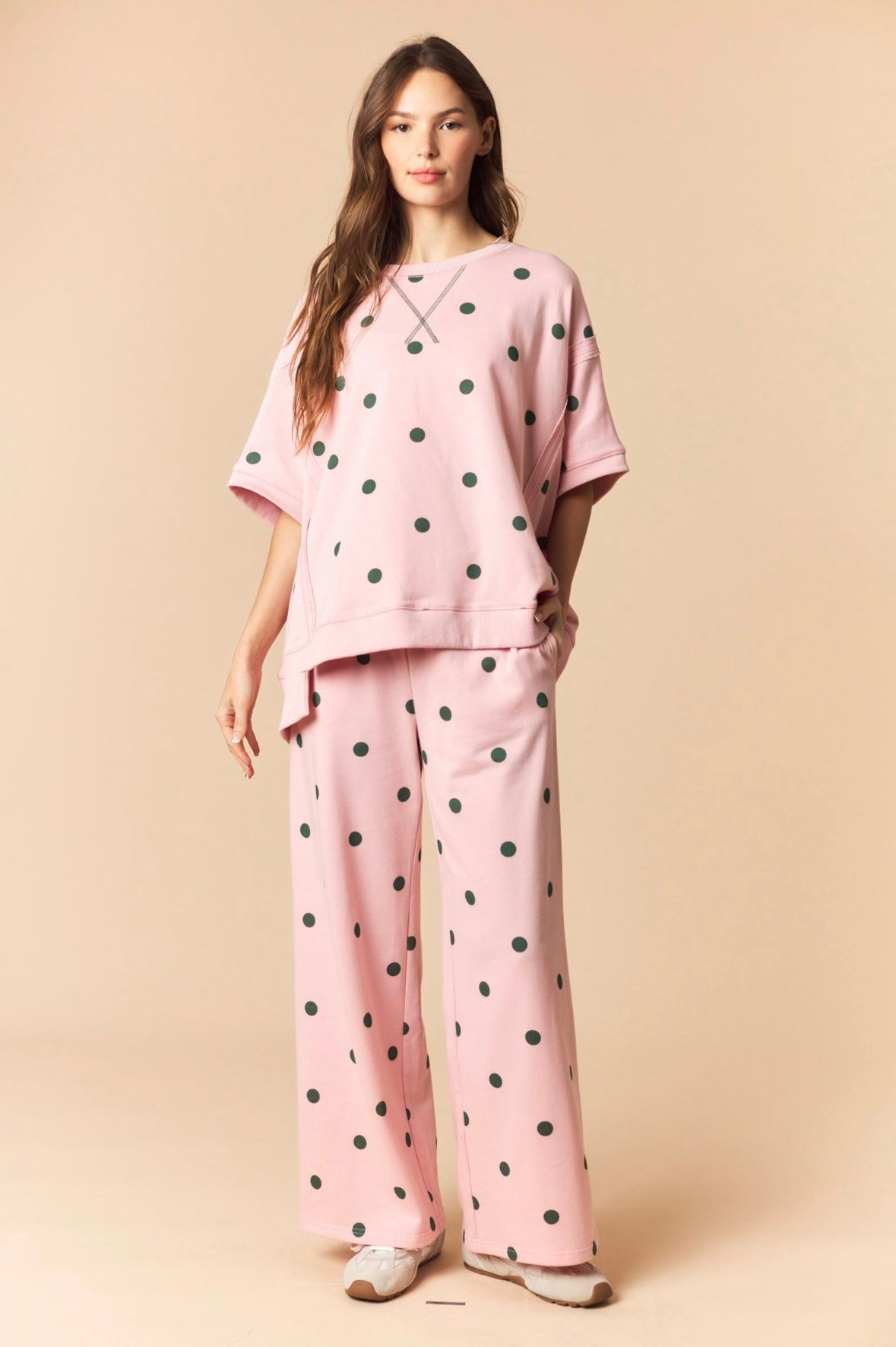 Pink and Green Polka Dot Pants Set