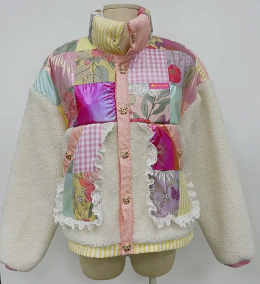 Pretty Patchwork Sherpa Jacket- Brianna Cannon