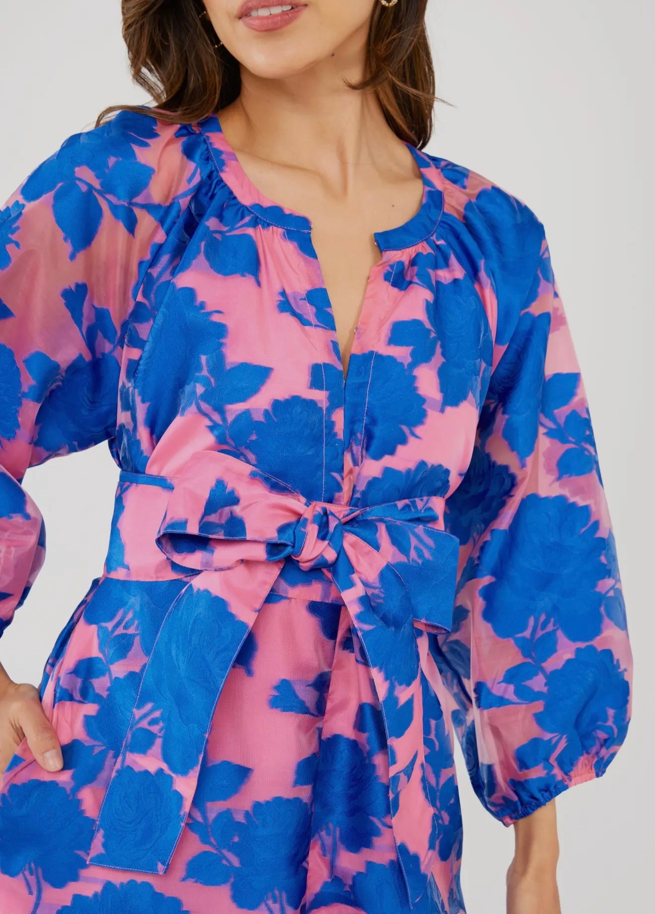 Elise Dress Pink and Blue Tea
Rose Organza