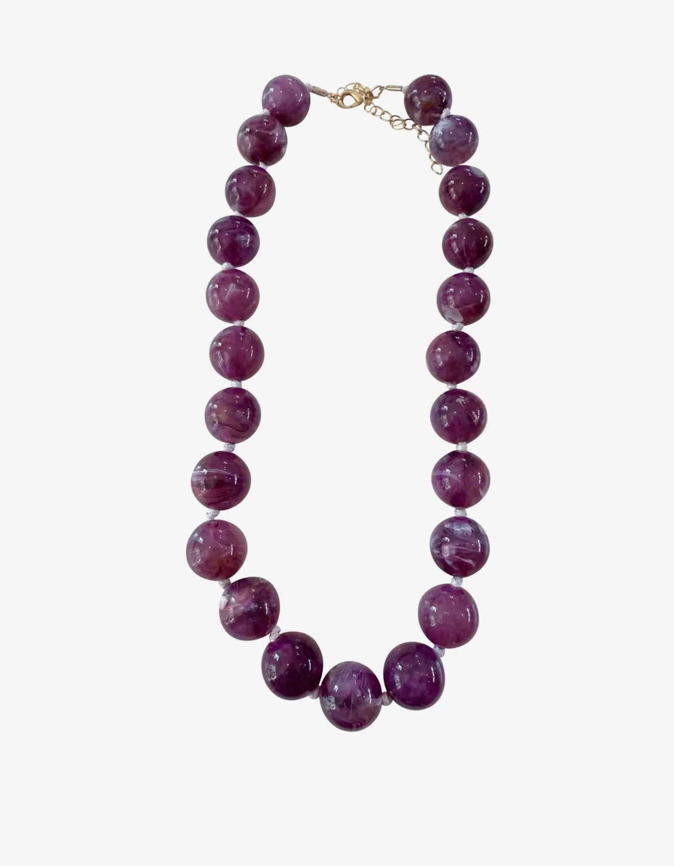 Mabry Chunky Beaded Necklace- Plum