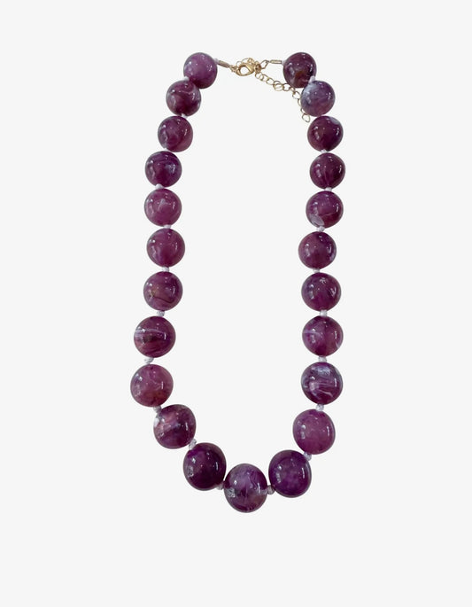 Mabry Chunky Beaded Necklace- Plum