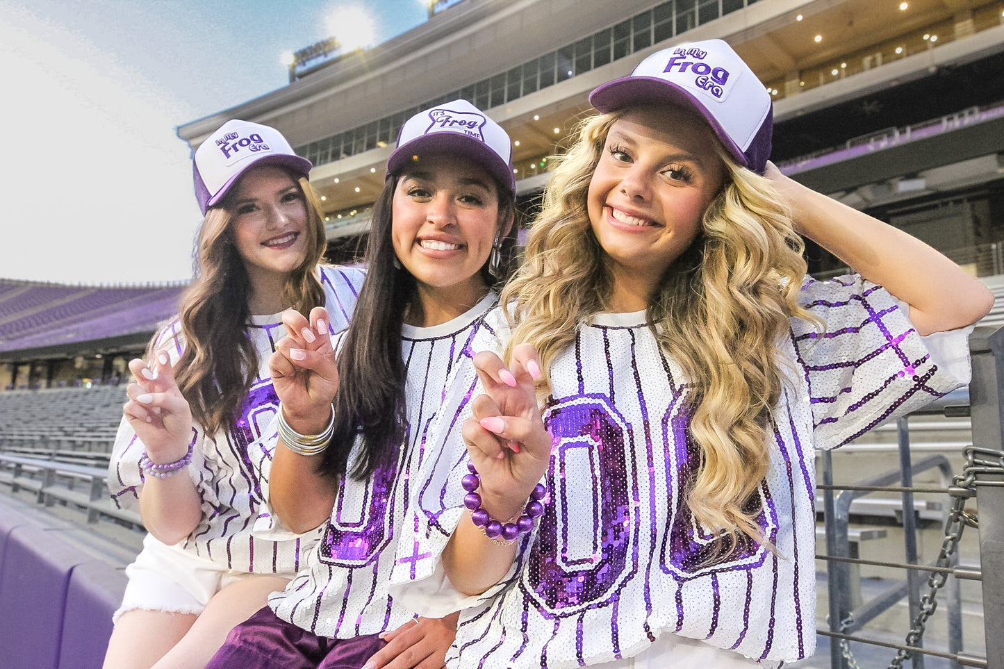 Purple/White Striped Sequin Top