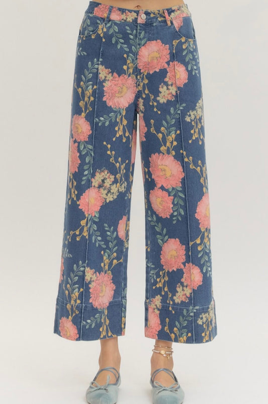 Jaclyn Floral Denim Pants