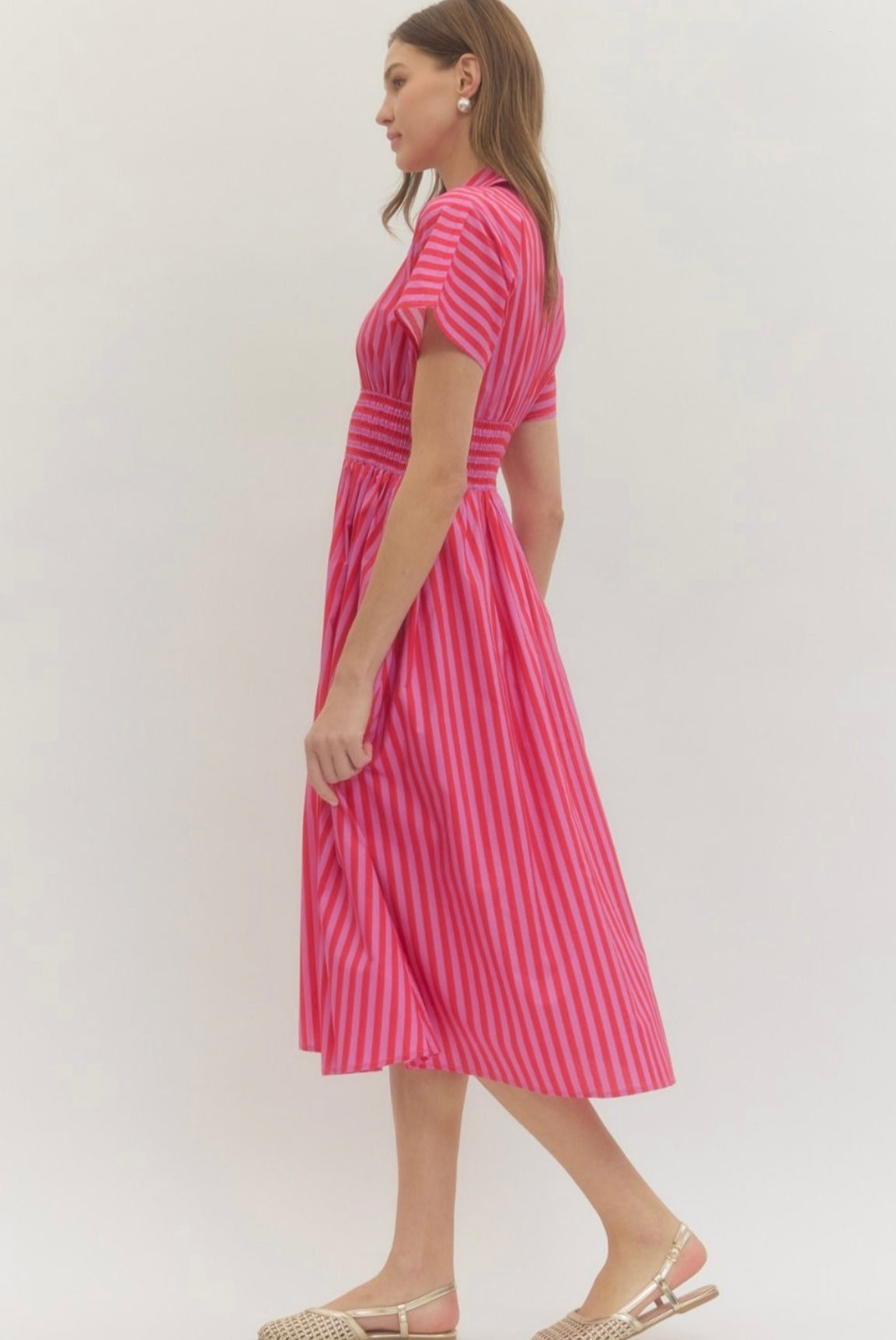 Kate Striped Dress- Pink/Red