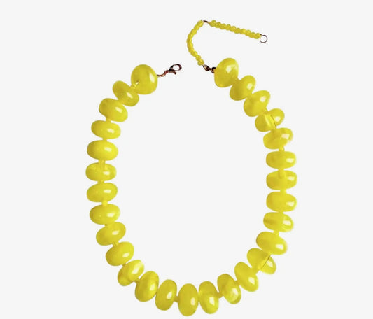 Bailey Chunky Beaded Necklace- Yellow