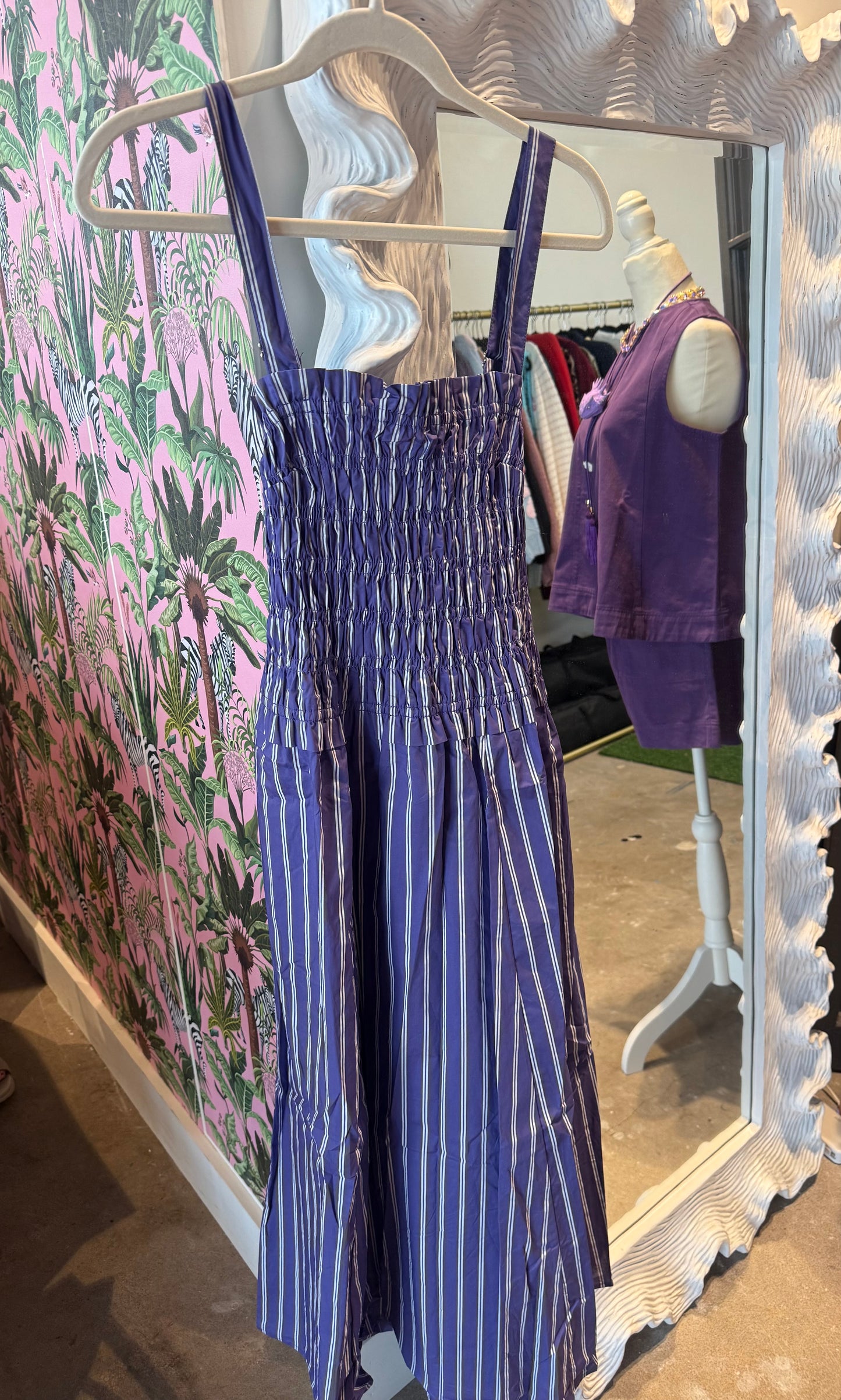 Purple Striped Midi Dress