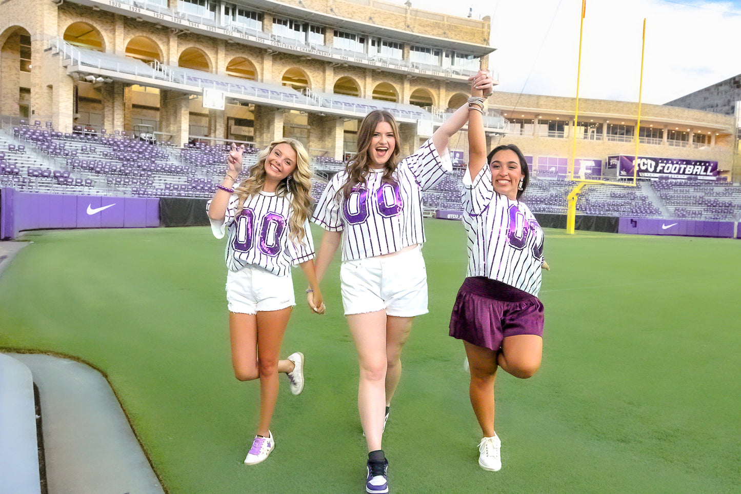 Purple/White Striped Sequin Top