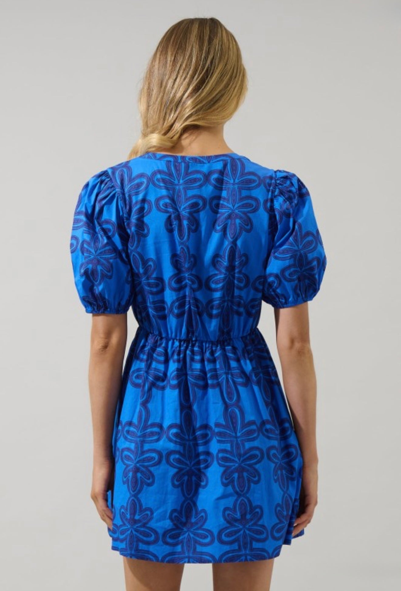 Romery Abstract Alba Puff Sleeve Mini Dress