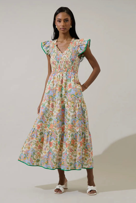 Sunfire Tiered Midi Dress Zamara Floral